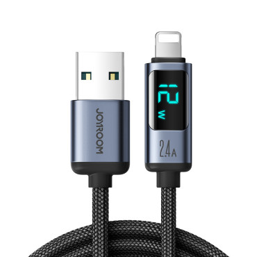 Cable de iPhone con luz LED Lightning - USB-A 2.4A 1.2m negro