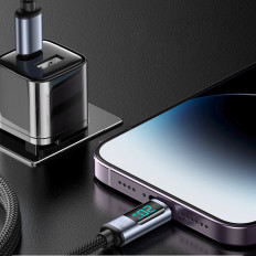 IPhone-Kabel mit LED-Anzeigen-Blitz - USB-C 2.4A 1.2m Schwarz