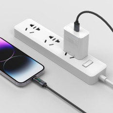 IPhone-kabel met LED-display Lightning - USB-C 2.4A 1.2m zwart