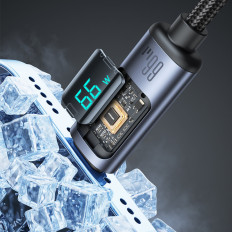 Câble câble avec écran LED USB-C - USB-A 66W 1.2m noir