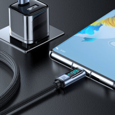 Kabelkabel med USB-C LED-skjerm - USB-A 66W 1.2m svart