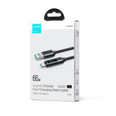 Kabeļu kabelis ar USB-C LED displeju - USB-A 66W 1.2m Black