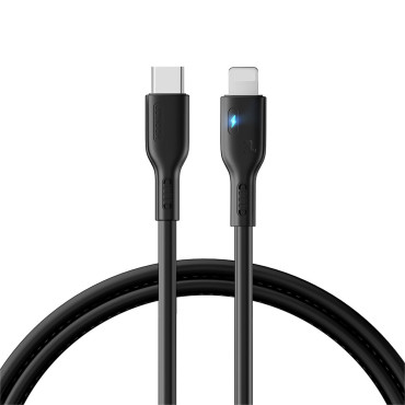 IPhone kabelis ar USB-C LED indikatoru - Lightning 20W 1.2m Black