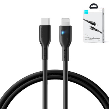 IPhone kabelis ar USB-C LED indikatoru - Lightning 20W 1.2m Black