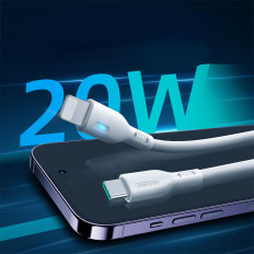 Kábel iPhone s USB-C LED indikátorom - Lightning 20W 2M biela
