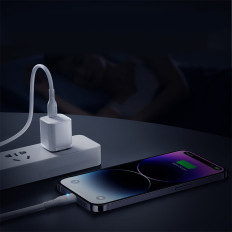 IPhone kabelis ar USB-C LED indikatoru - Zibens 20W 2m balts