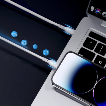 IPhone kabelis ar USB-C LED indikatoru - Zibens 20W 2m balts