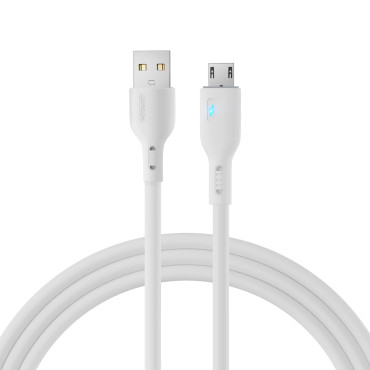 Kabeļu kabelis ar USB LED indikatoru - Micro USB 2.4A 2m balts
