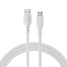 Kabeļu kabelis ar USB LED indikatoru - Micro USB 2.4A 2m balts
