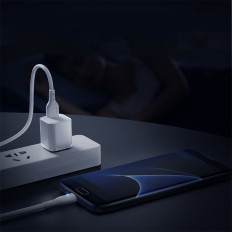 Kabeļu kabelis ar USB LED indikatoru - Micro USB 2.4A 2m balts