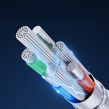 Kabeļu kabelis ar USB LED indikatoru - Micro USB 2.4A 2m balts