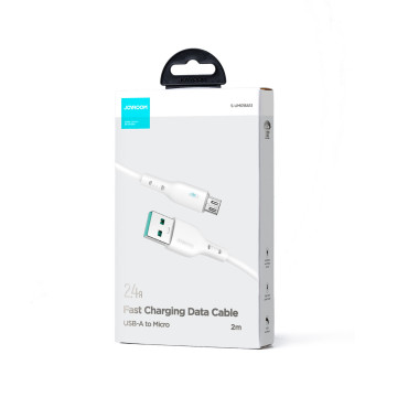 Câble de câble avec indicateur de LED USB - micro USB 2.4A 2M blanc