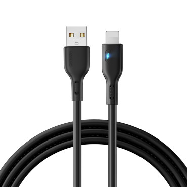 IPhone kabelis ar USB LED indikatoru - Zibens 2.4a 2m melns