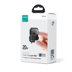 Mini USB-C 20W PD omrežni polnilnik s kablom za iPhone strele Črna