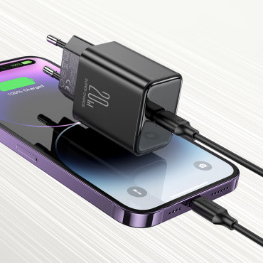 USB-C 20W PD-Netzwerkladegerät mit Kabel für iPhone Blitzschwarz