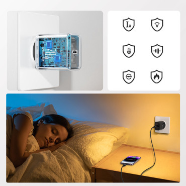 USB-C 20W PD Network Oplader med kabel til iPhone Lightning Black