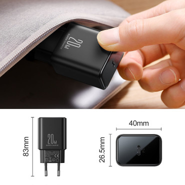 USB-C 20W PD Black lādētājs