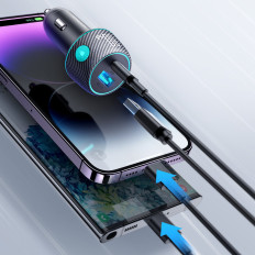 Φορτιστής αυτοκινήτου 60W PD USB-C USB-A Μαύρο