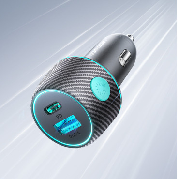 60W Car carregador PD USB-C USB-A Black