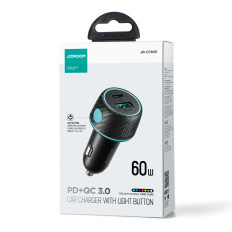 60W car charger PD USB-C USB-A black