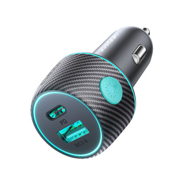60W Car carregador PD USB-C USB-A Black