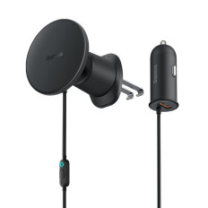 Cargador de inducción para coche a cuadros Magsafe 15W USB 25W negro