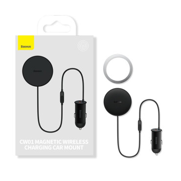 Επαγωγικός φορτωτής για καρό αυτοκίνητο Magsafe 15W USB 25W μαύρο