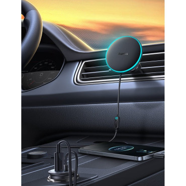 Carregador de Indução para Carro Checkered Magsafe 15W USB 25W Preto