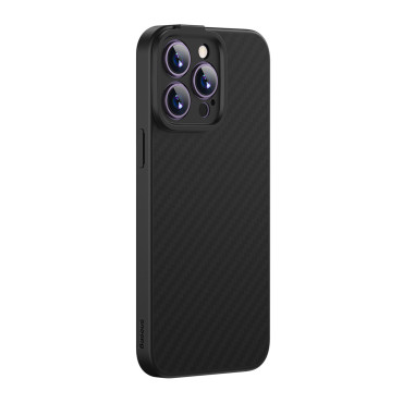 Armored iPhone 14 Pro Magsafe + Herdet glass syntetisk fiber svart