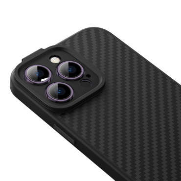 Blindé iphone 14 pro magsafe + fibre synthétique en verre trempé noir