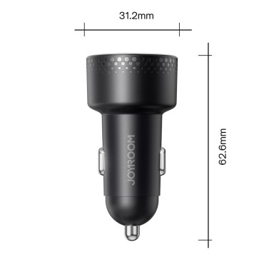 Auto lādētājs ar 2x USB-C 70W Black Display