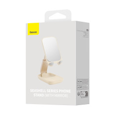 2in1 adjustable stand on phone stand with mirror seashell series beige