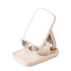 2in1 adjustable stand on phone stand with mirror seashell series beige