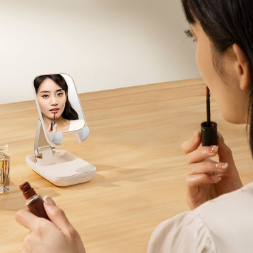 2in1 Stand réglable sur le support de téléphone avec miroir série de coquilles beige