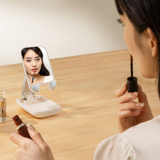 2in1 Stand réglable sur le support de téléphone avec miroir série de coquilles beige