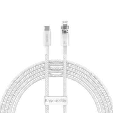 Kabeļu vadu vads iPhone Explorer sērijai USB-C - Zibens 20W 2m balts