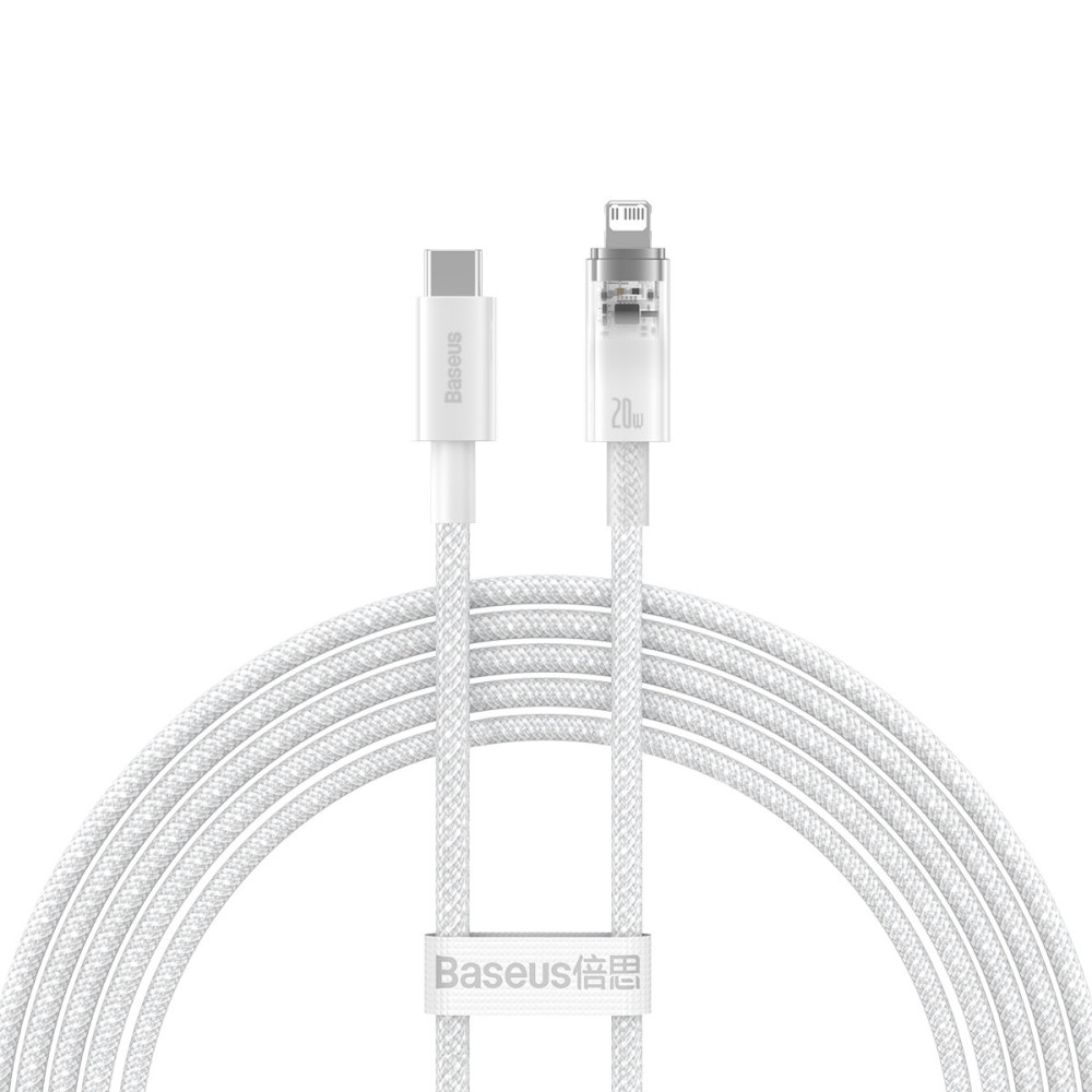 Kabeļu vadu vads iPhone Explorer sērijai USB-C - Zibens 20W 2m balts