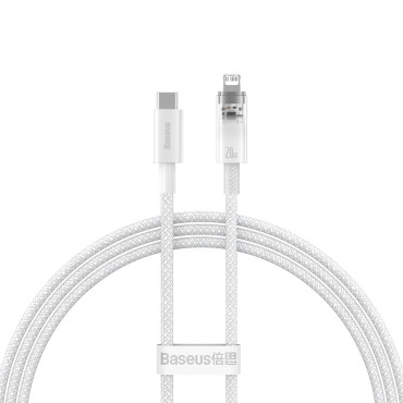 Καλώδιο καλωδίων σύρμα για iPhone Explorer Σειρά USB-C - Lightning 20W 1m White