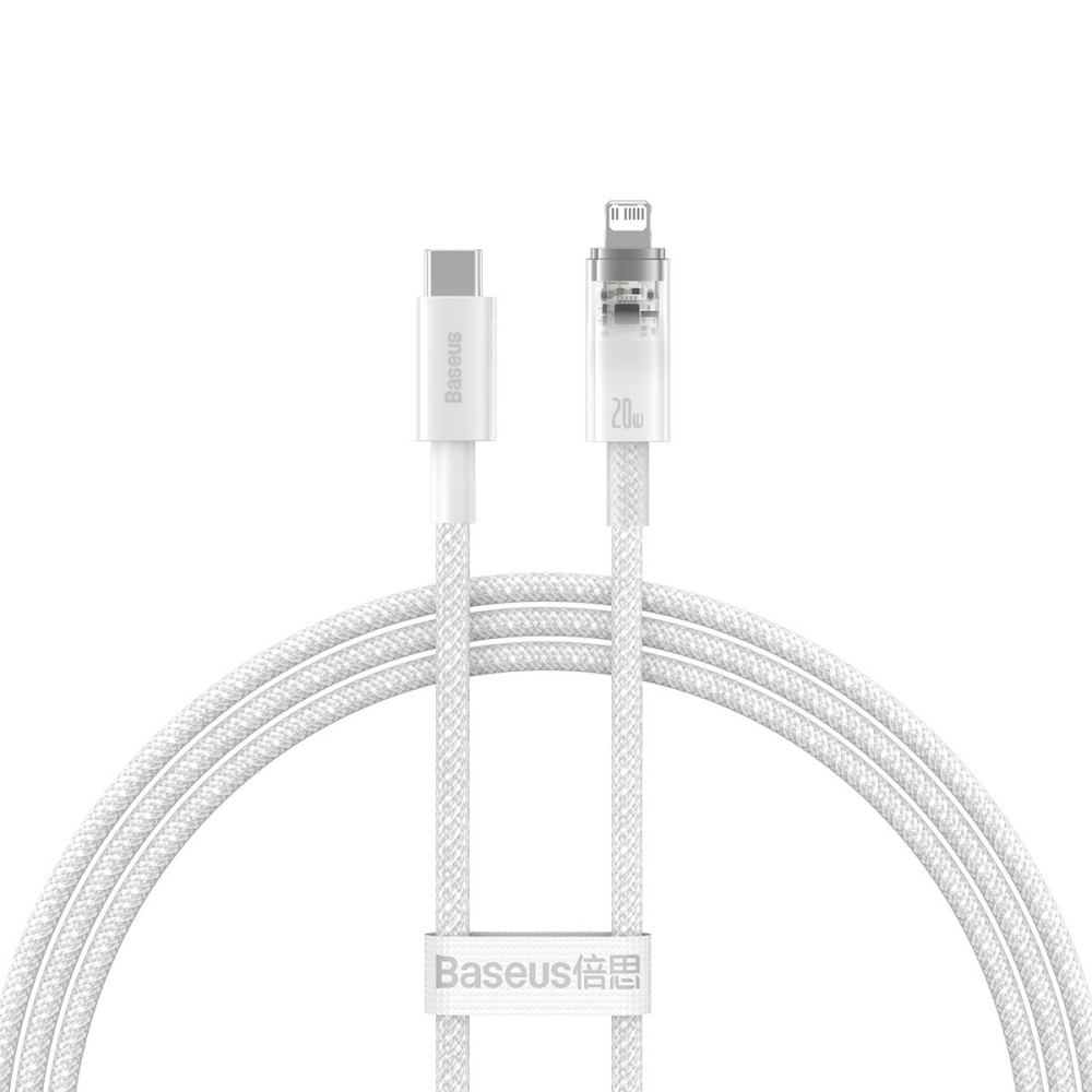 Kabeļu vadu vads iPhone Explorer sērijai USB-C - Zibens 20W 1m balts