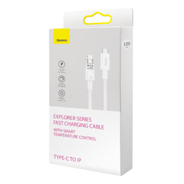 Kabeļu vadu vads iPhone Explorer sērijai USB-C - Zibens 20W 1m balts