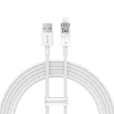 Kabeļu vadu stieple iPhone Explorer Series USB - Lightning 2.4A 2m balts