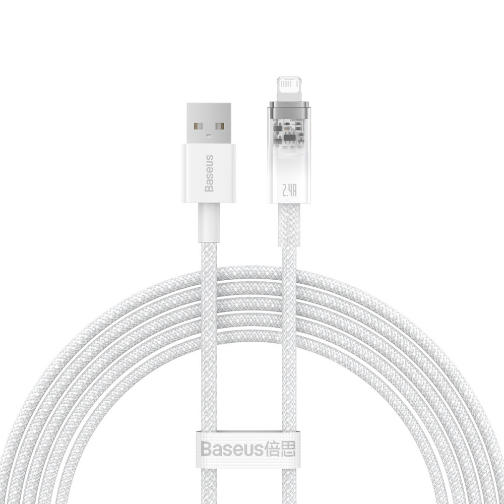 Kabeļu vadu stieple iPhone Explorer Series USB - Lightning 2.4A 2m balts