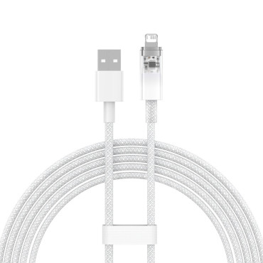 Kabeļu vadu stieple iPhone Explorer Series USB - Lightning 2.4A 2m balts