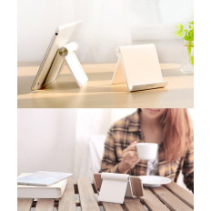 Desk-standaard staan op telefoonhandvat zwarte tablet