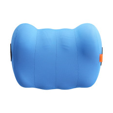 Almofada de carro no encosto de cabeça com forma de comfortride. Azul