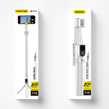 Selfie Stick Telescopic Kijek för selfie med stativ och fjärrkontroll BT F18W vit