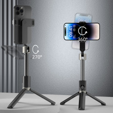 Selfie Stick Telecopic Kijek pre Selfie s Statívom a diaľkovým ovládaním BT F18W BLACK