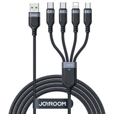 4in1 καλώδιο USB-ένα καλώδιο - 2x USB-C iPhone Lightning Microucb 1.2m μαύρο