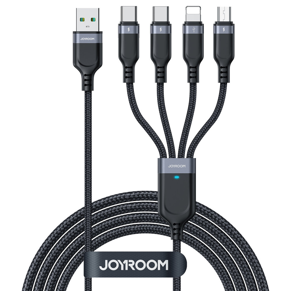 4in1 Cable USB-A cable - 2x USB-C iPhone Lightning MicroUSB 1.2m black