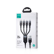 4In1 kabelis USB-a kabelis - 2x USB-C iPhone zibens microusb 1.2m Black